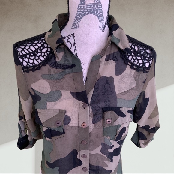 Camouflage & crotchet top xs - Picture 3 of 7